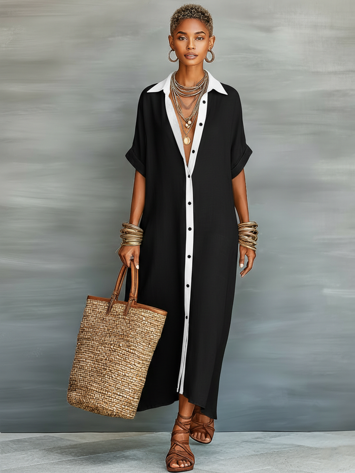 Alba | Chemisier lungo con colletto a camicia e maniche corte