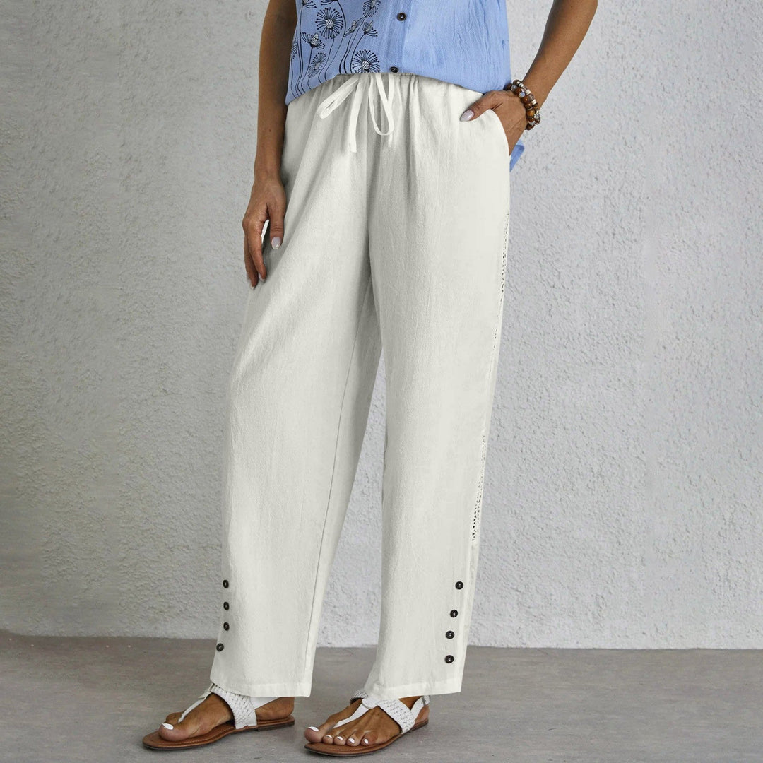 Shania - Pantaloni relaxed con coulisse e dettaglio bottoni sul fianco
