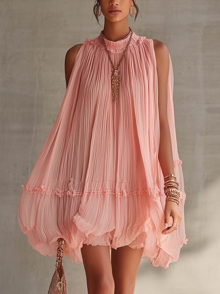 Isabella | Mini abito chiffon con scollo all'americana e gonna balloon