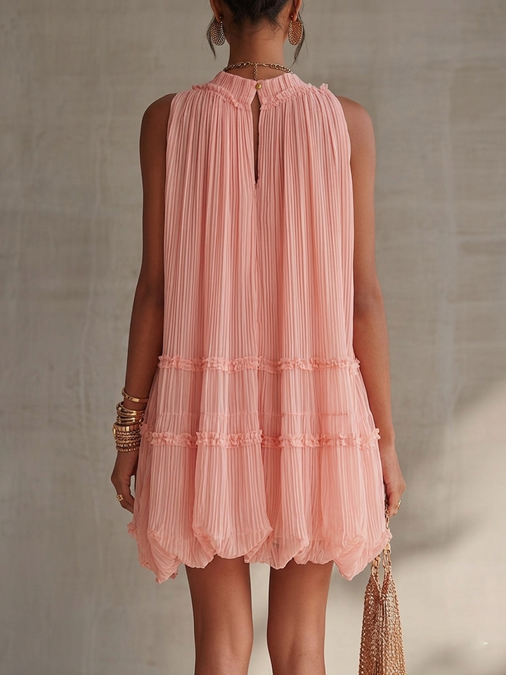 Isabella | Mini abito chiffon con scollo all'americana e gonna balloon