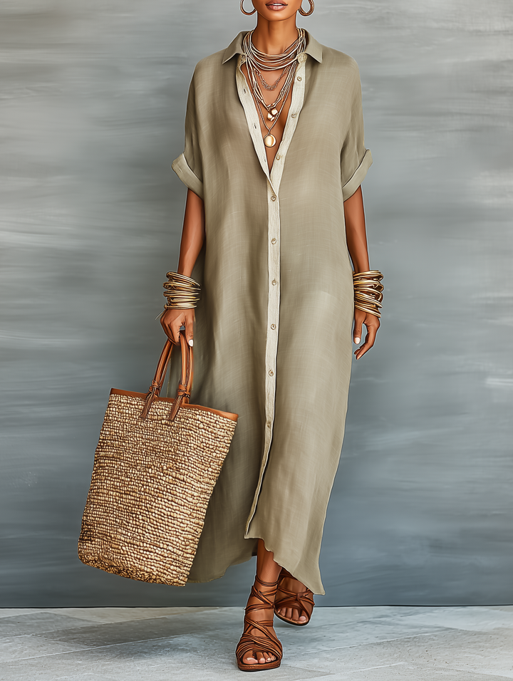 Alba | Chemisier lungo con colletto a camicia e maniche corte