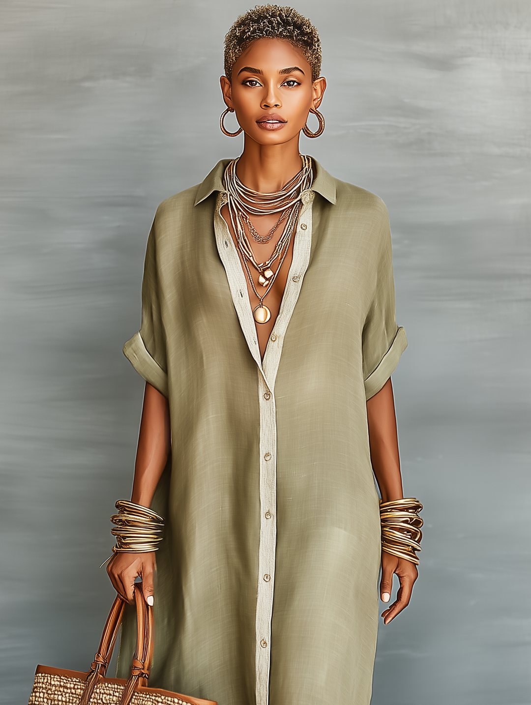 Alba | Chemisier lungo con colletto a camicia e maniche corte