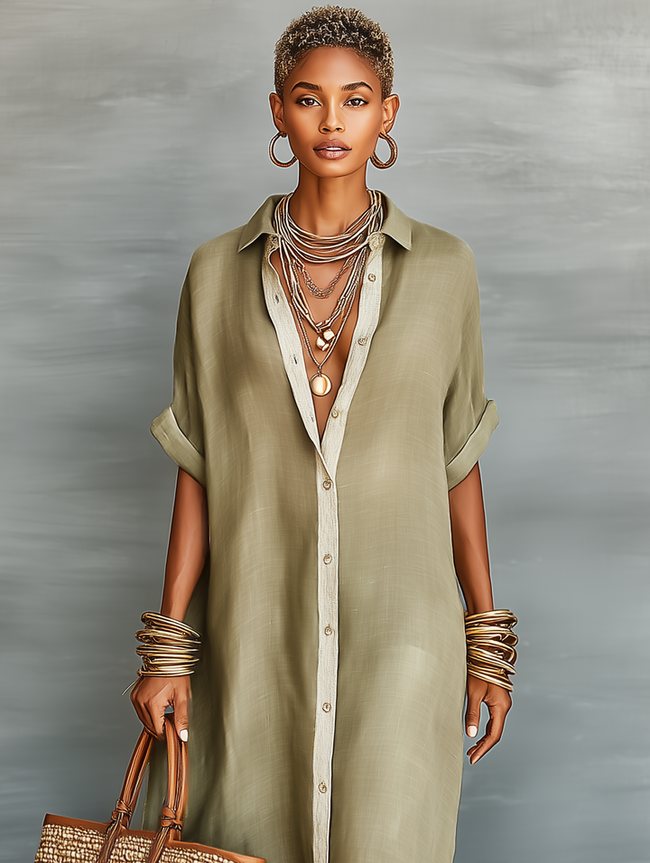 Alba | Chemisier lungo con colletto a camicia e maniche corte