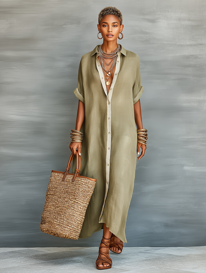 Alba | Chemisier lungo con colletto a camicia e maniche corte